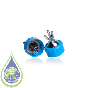 DURAN® Connection Cap System GL 45 with cyan PP screw cap, with 4-port (stainless steel)