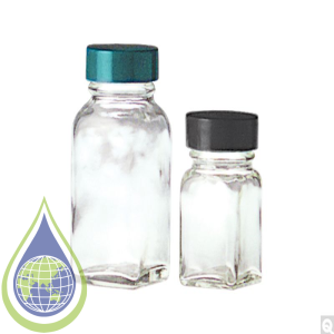2oz (60ml) Clear Square Tablet Bottle with 33-400 Black Phenolic PolyCone Lined Cap attached