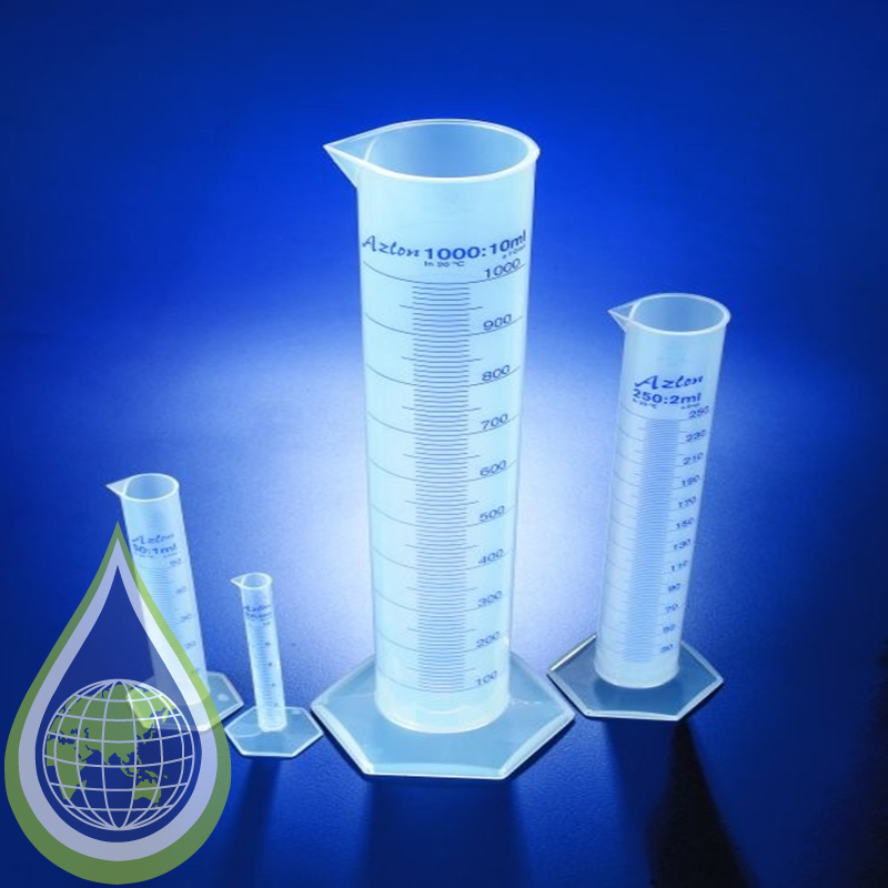 Azlon Measuring Cylinder, Class B, Blue Printed Graduations, Pp, 10 Ml