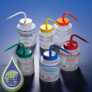 Azlon Wash Bottle, 500 Ml, Multi-Lingual Region 1 (En, Fr, De, Es), Non-Venting, Wide Neck, Acetone, Red Pp Closure, Ldpe